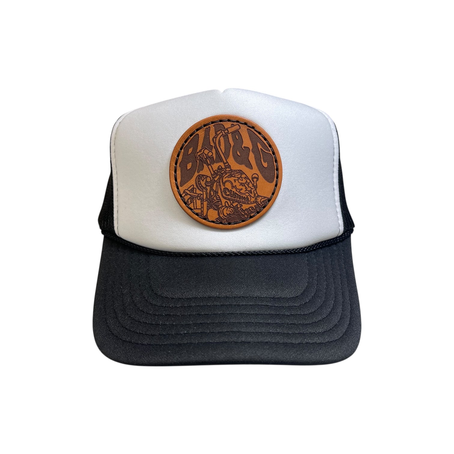 BAD&G LEATHERHEAD Motorcycle Cap Trucker Style Snap Back Hat