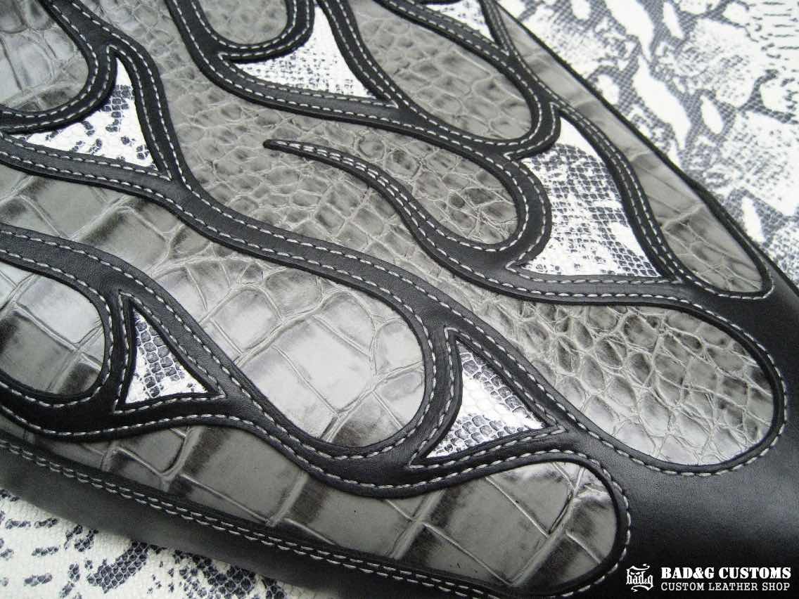 Harley-Davidson Softail Snake Skin Custom Seat and Saddlebags