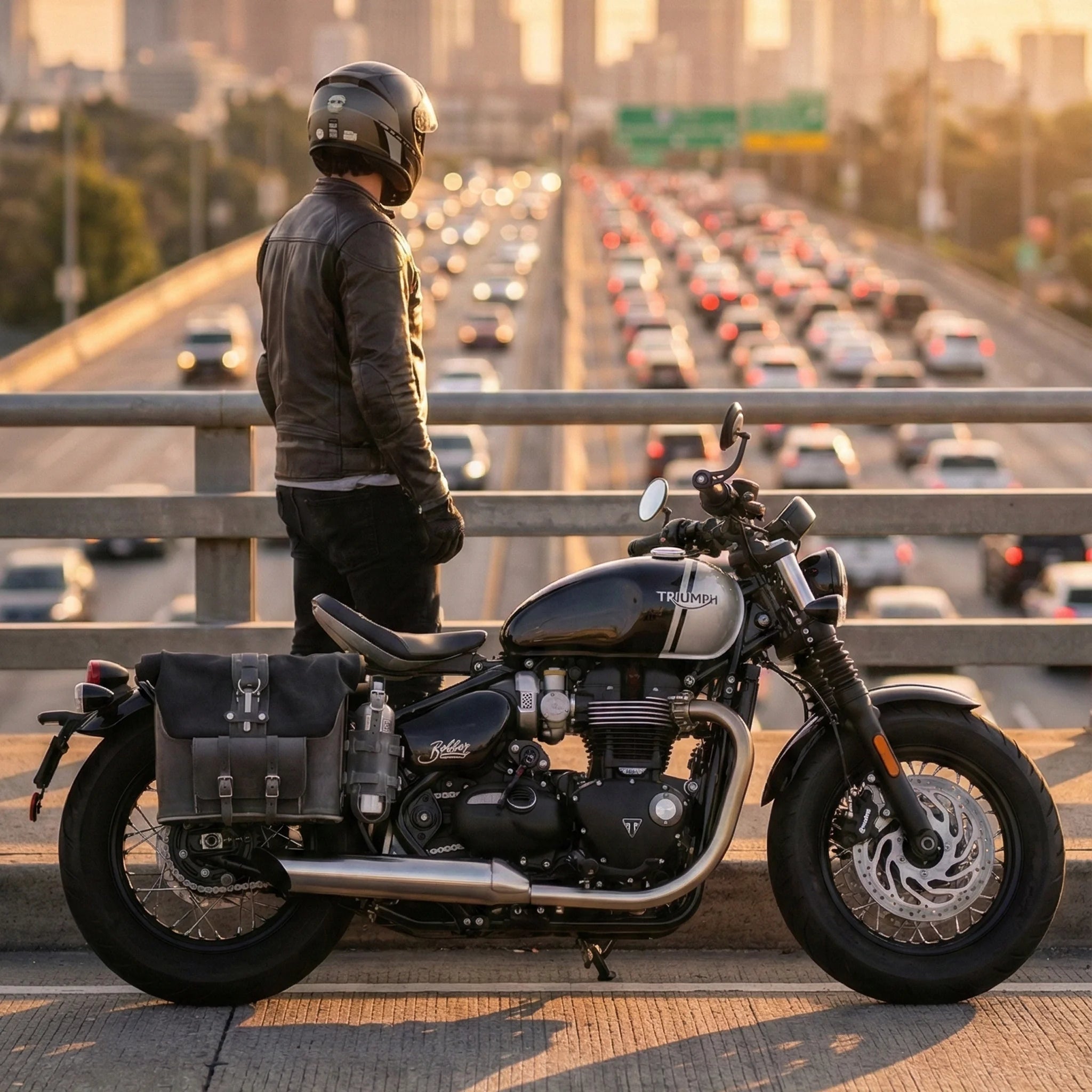 Universal Leather Rolltop Panniers / Saddlebags - TBP02 (Pair)