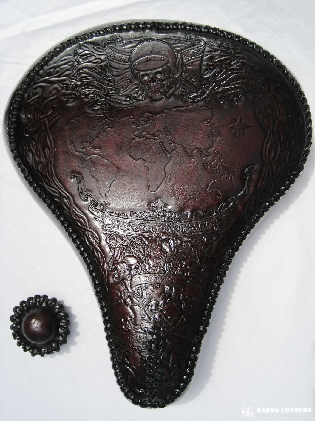 RTW PROVEN: Custom Hand-Tooled Seat & Saddlebags Set | Harley-Davidson Panhead