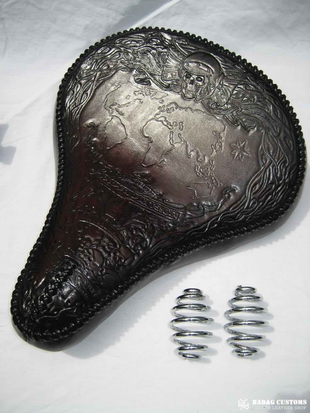 RTW PROVEN: Custom Hand-Tooled Seat & Saddlebags Set | Harley-Davidson Panhead