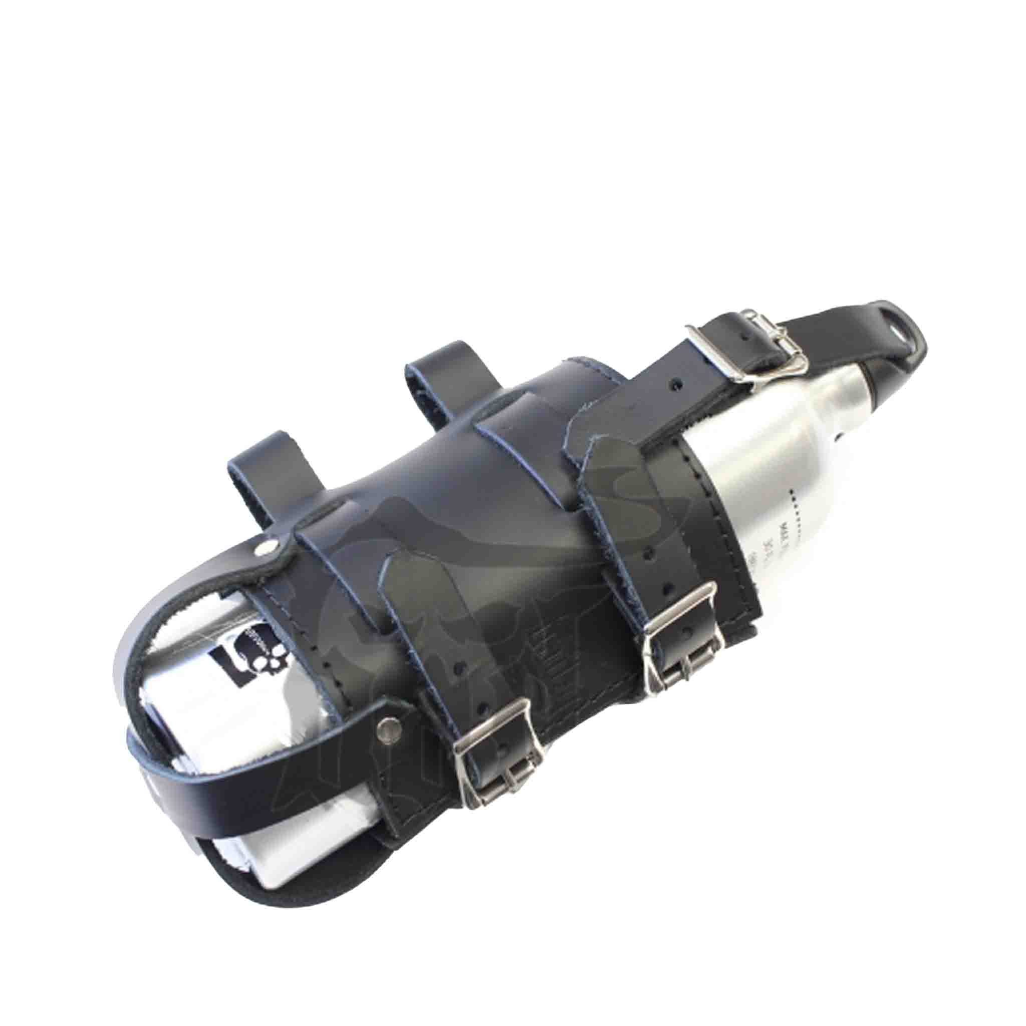 Add a piece of mind to your ride with the FB01 spare fuel gas bottle carrier. Hand crafted in USA with premium leather and top quality hardware. Durable and stylish, it's the perfect fit for your motorcycle.