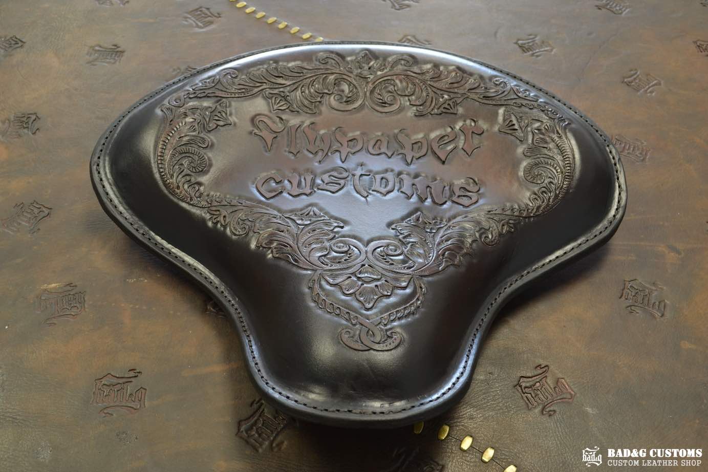 Flypaper Customs "Logo & Filigree" Custom Bagger Seat | Harley-Davidson