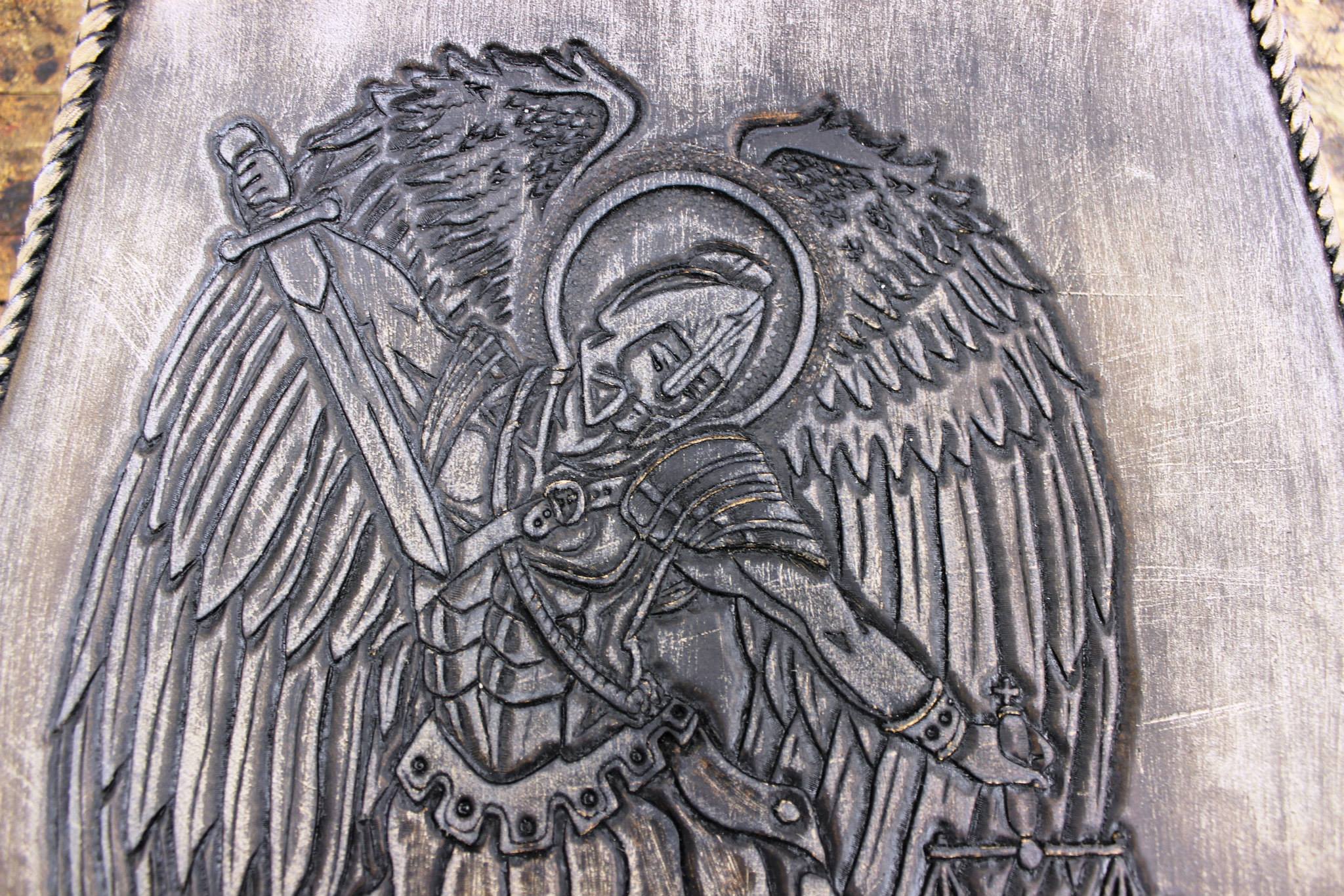 Harley-Davidson Road King "St. Michael" Custom Hand-Tooled Leather Seat