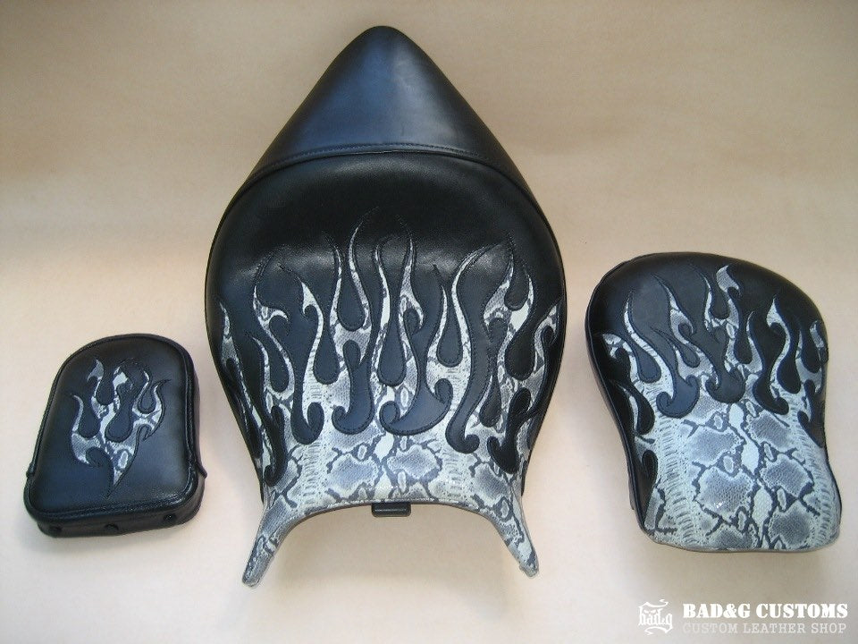 Honda VTX 1300 1800 Snake Skin Flames Custom Seat
