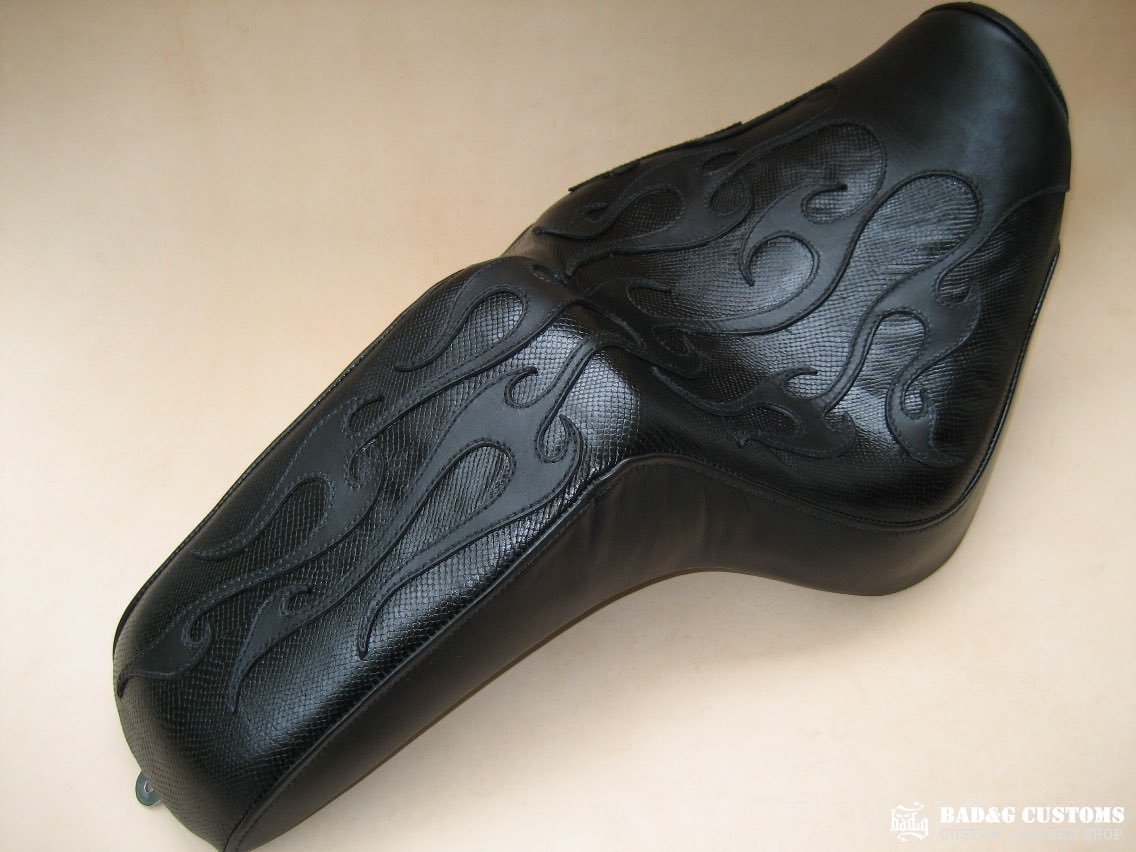 Honda VTX 1300 Black Snake Skin Flames Custom Seat