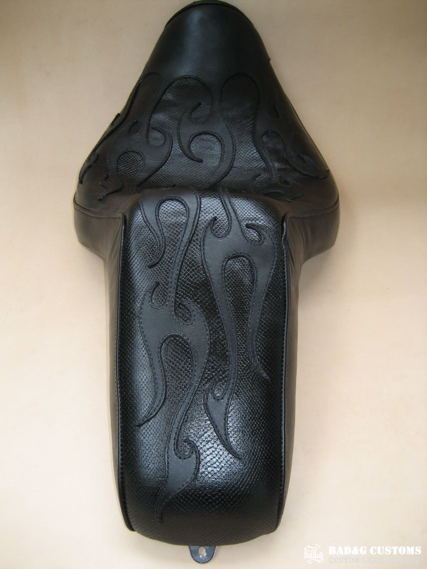 Honda VTX 1300 Black Snake Skin Flames Custom Seat