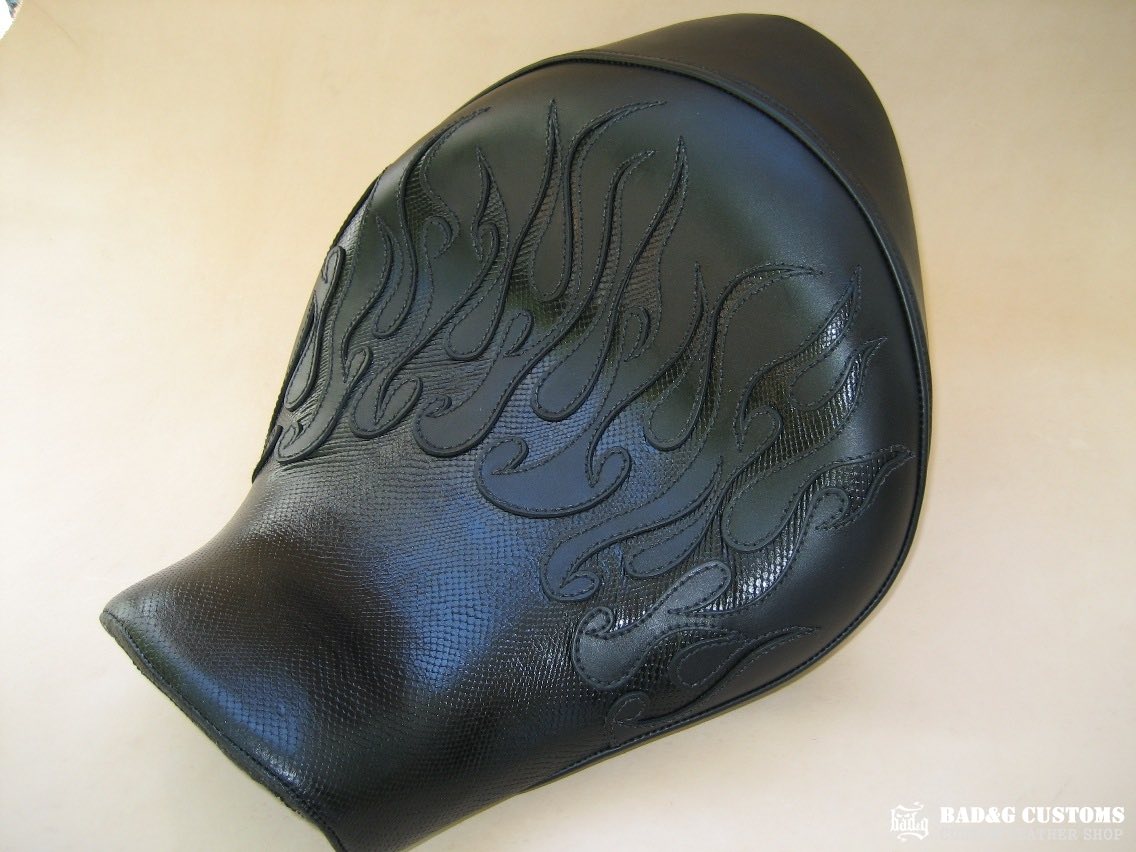 Honda VTX 1800 Black Snake Skin Flames Custom Seat