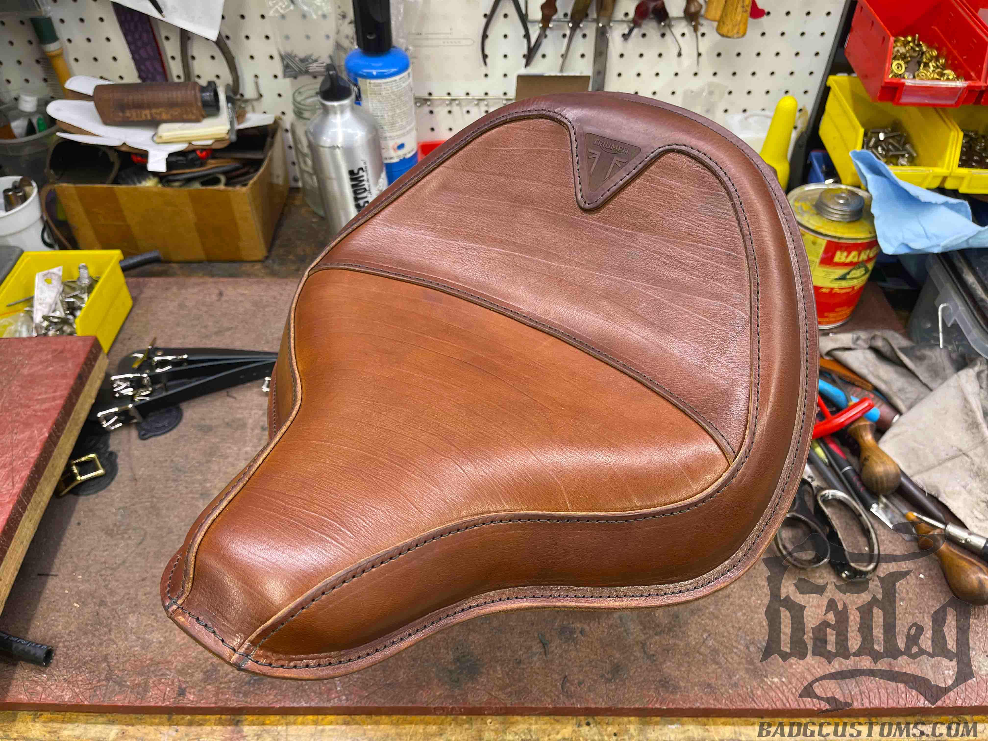 CUSTOM SERVICE: Triumph Bobber Seat Re-Upholstery (Match Your Saddlebags)